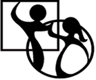 A black and white logo